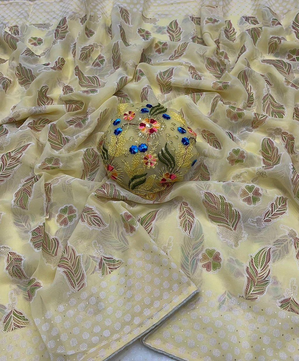 Fall Printe Embroidery Saree