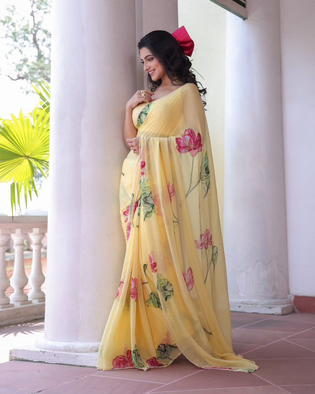 Floral Printed Tebby Silk saree
