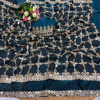 Wedding Fendy Silk Fabric with Real Mirror work Saree