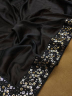 Bollywood Soft Black Rangoli Saree