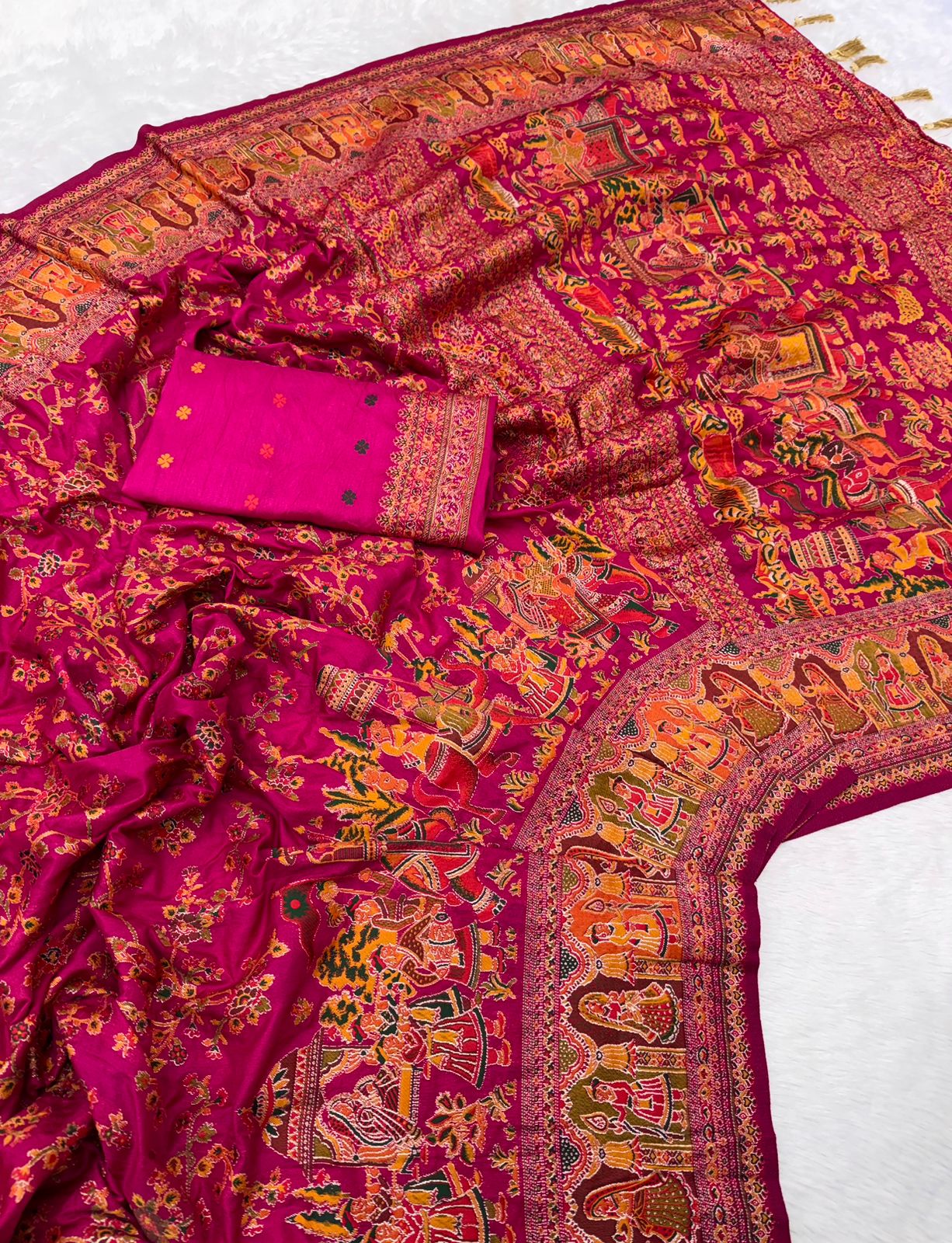 Pure n Soft Rajwadi Pashmina Silk Weaving Saree