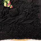Beautiful Jet Black Georgette Saree