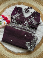 SOFT SPACE SILK SATIN CRUSH SAREE