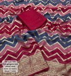 Pure georgette saree with zari woven zig zag