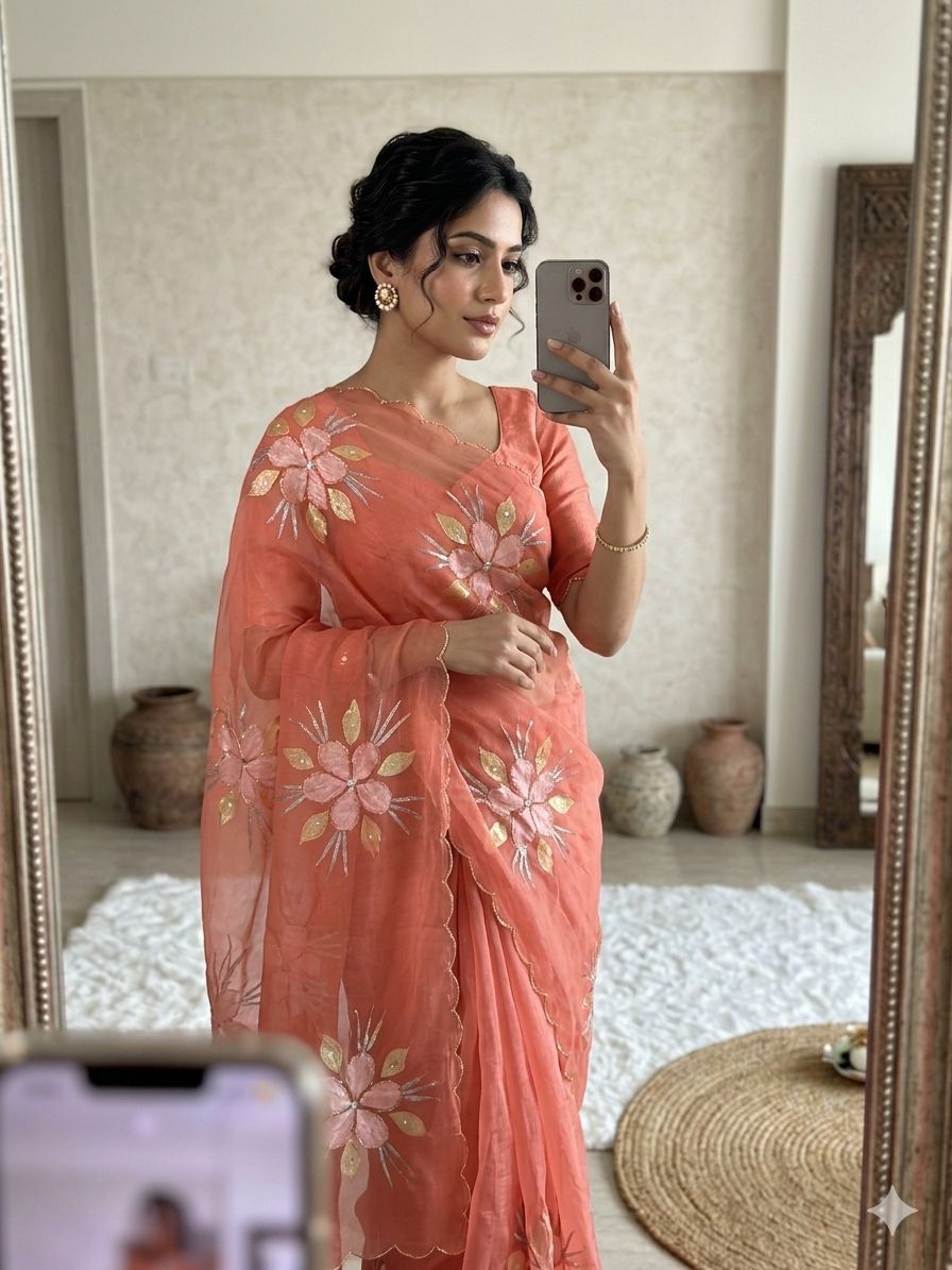 Pure bari chiffon silk saree