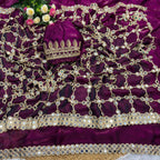 Wedding Fendy Silk Fabric with Real Mirror work Saree