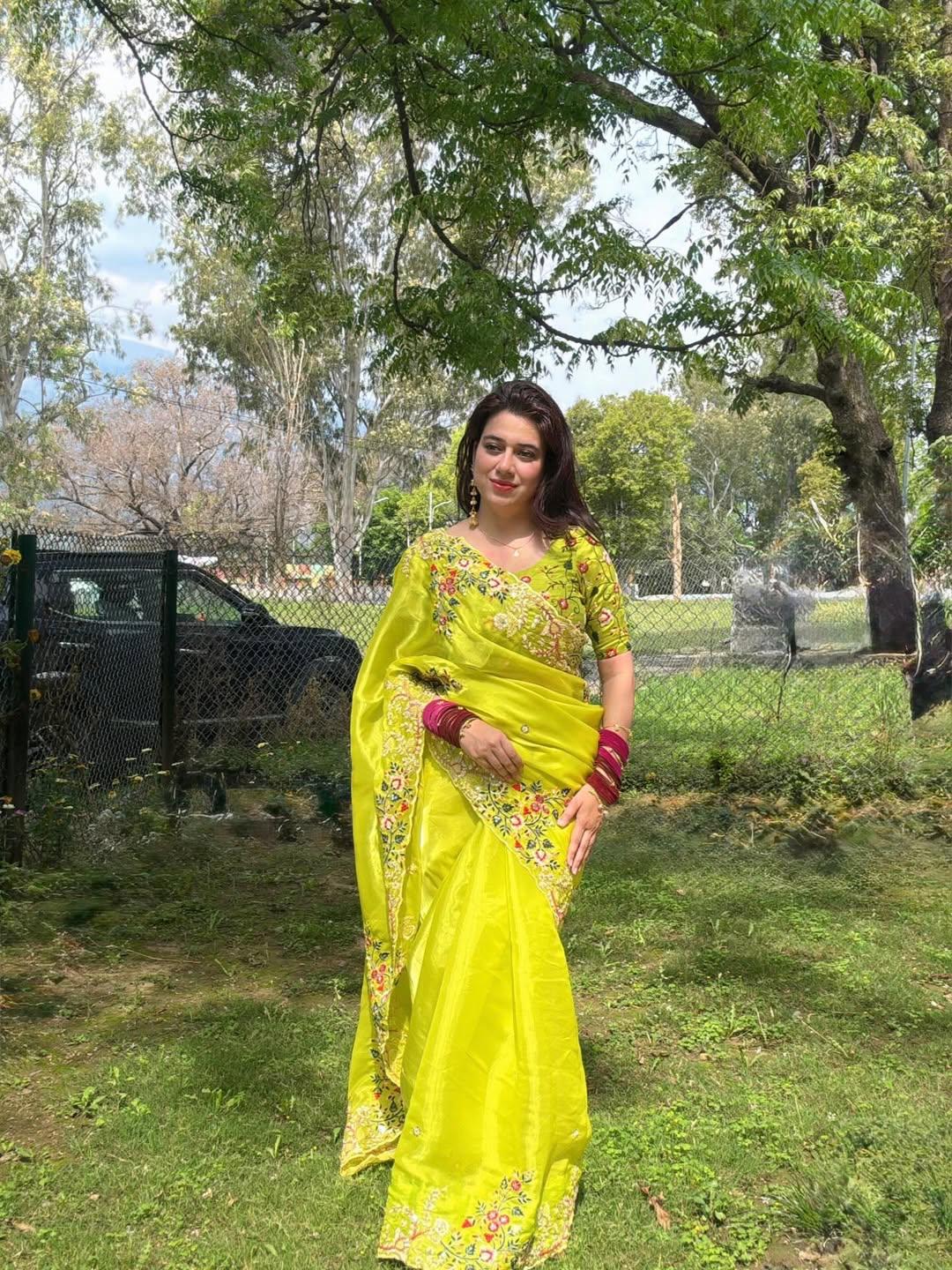 Party Wear Zimmy Chu Lemon Saree
