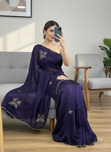 Soft  Space Silk Purple Saree