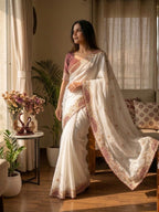 Soft Crunchy Beautiful Aplic work Saree
