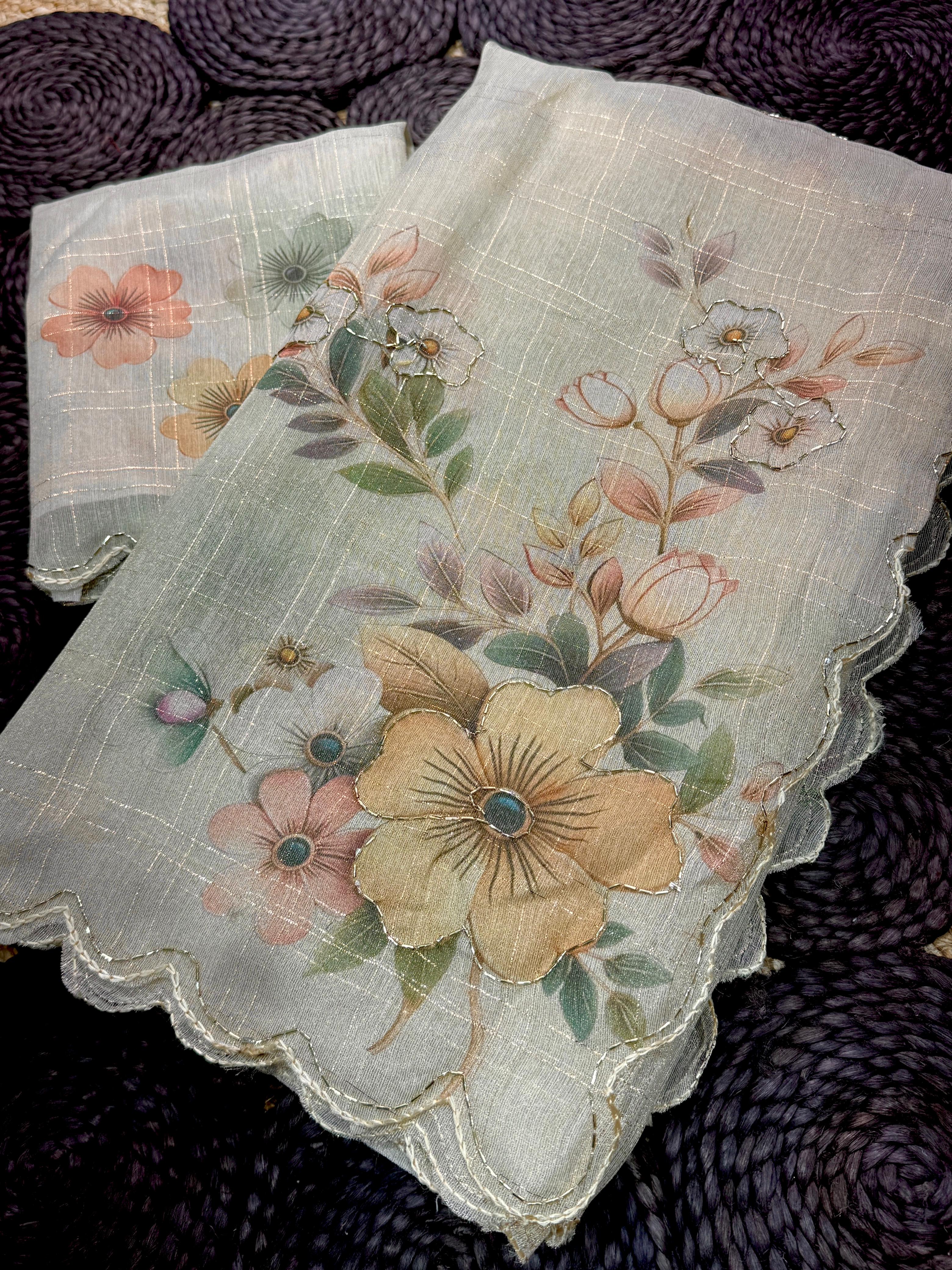 TISSUE COTTON DIGITAL PRINT SAREE