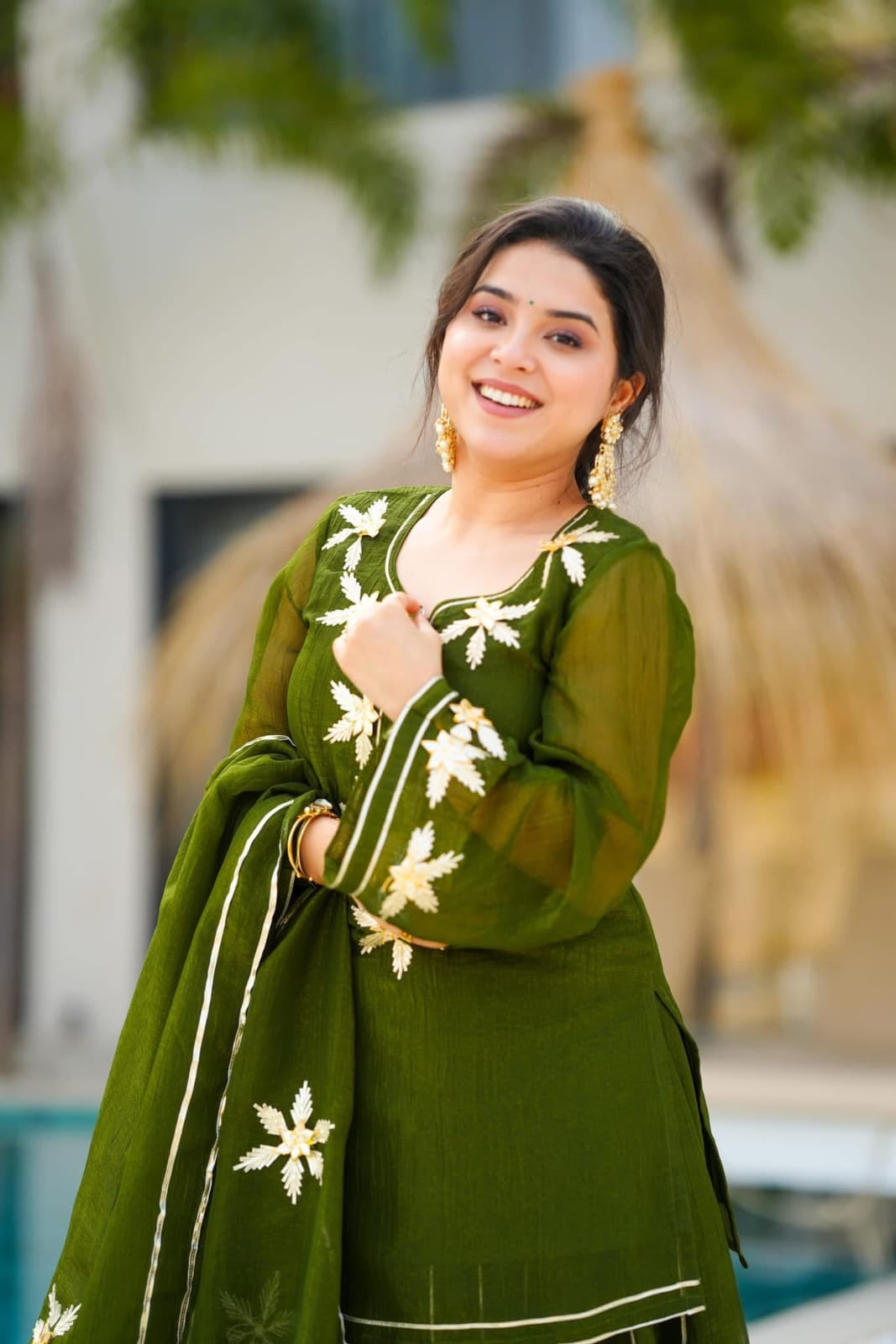 Heavenly Handmade Kurta Sharara Top Plazzo Set With Charkhi Gota Work