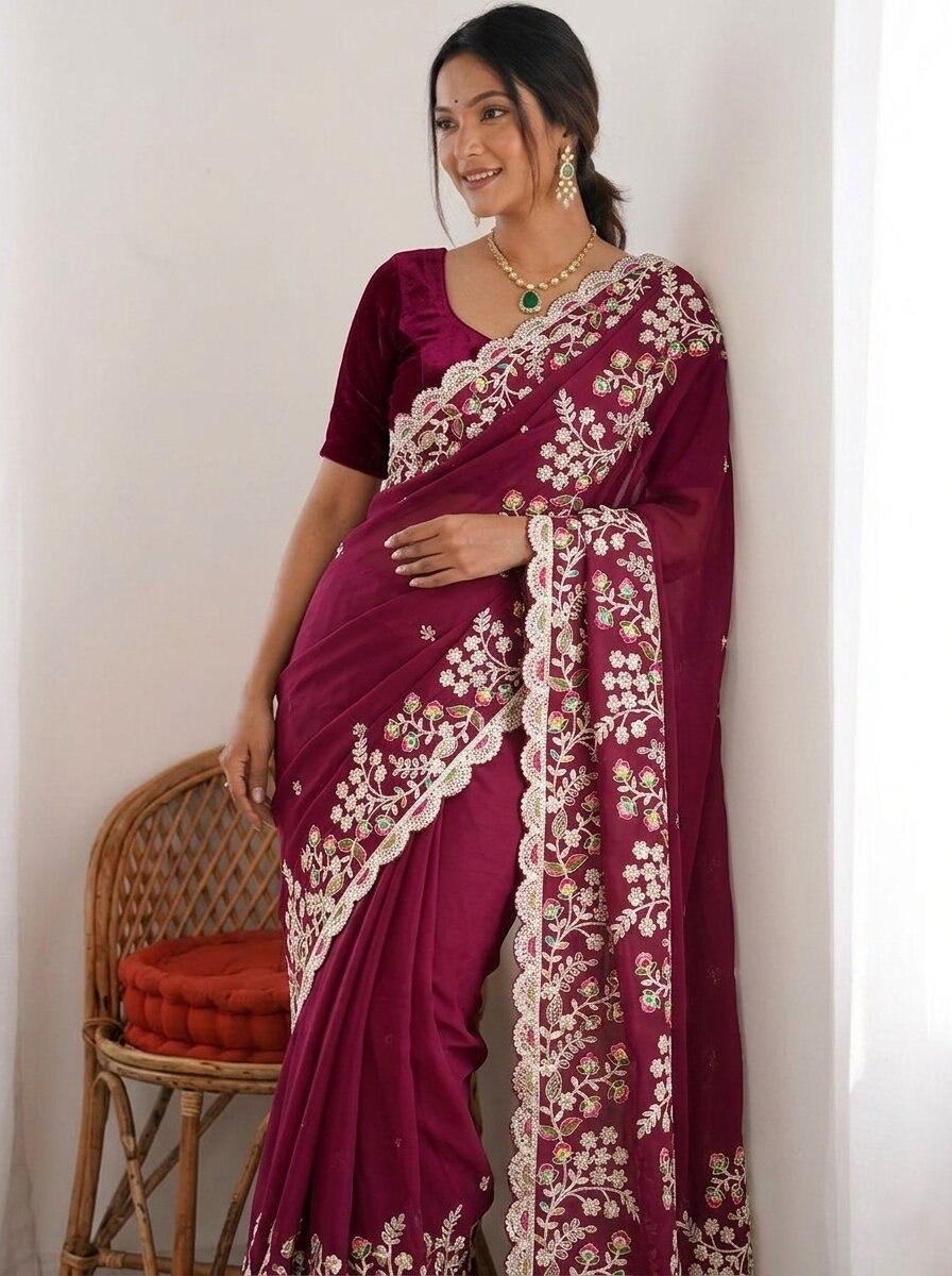 Maharani Black Rangoli Silk saree
