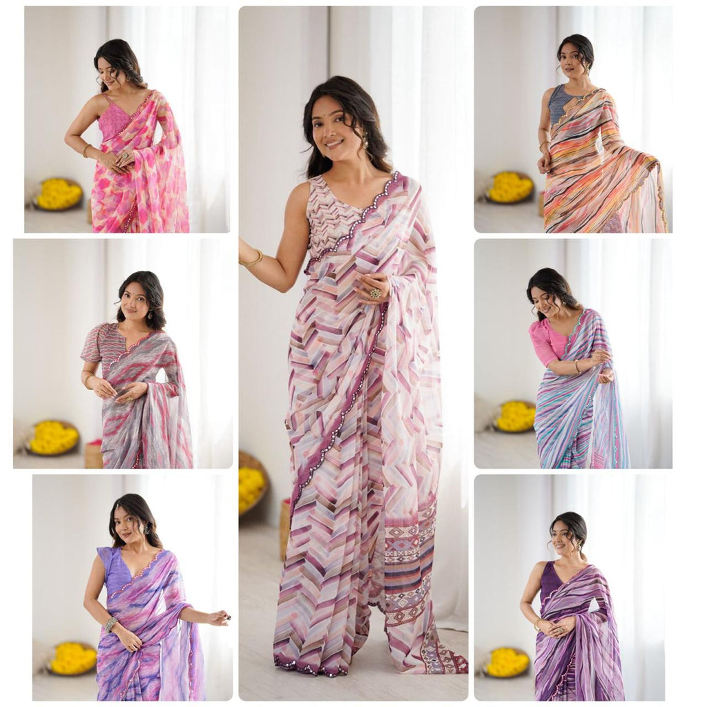 GORGETTE SILK DIGITAL PRINT SAREE
