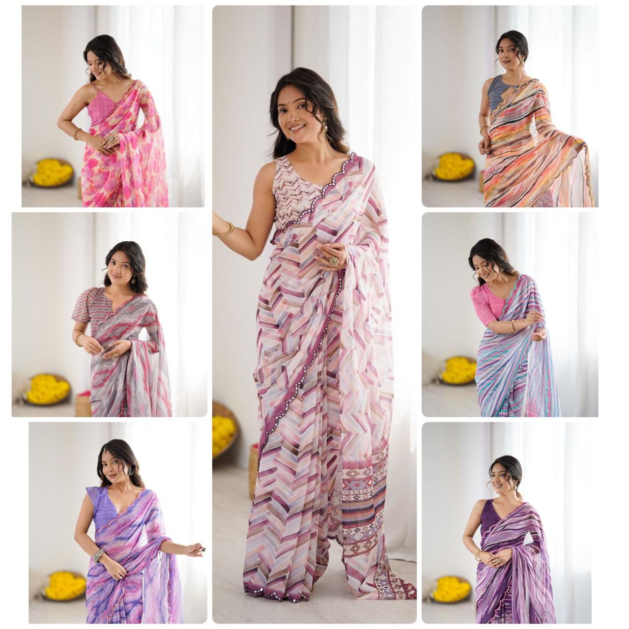 GORGETTE SILK DIGITAL PRINT SAREE