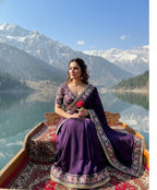Soft Rangoli Silk Fabric Purple Saree