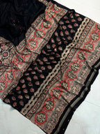 Ajrakh Pure Creap Silk Saree