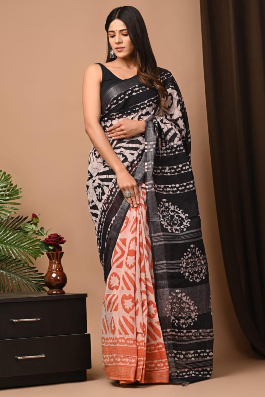 DIGITAL PRINT LINEN SAREE