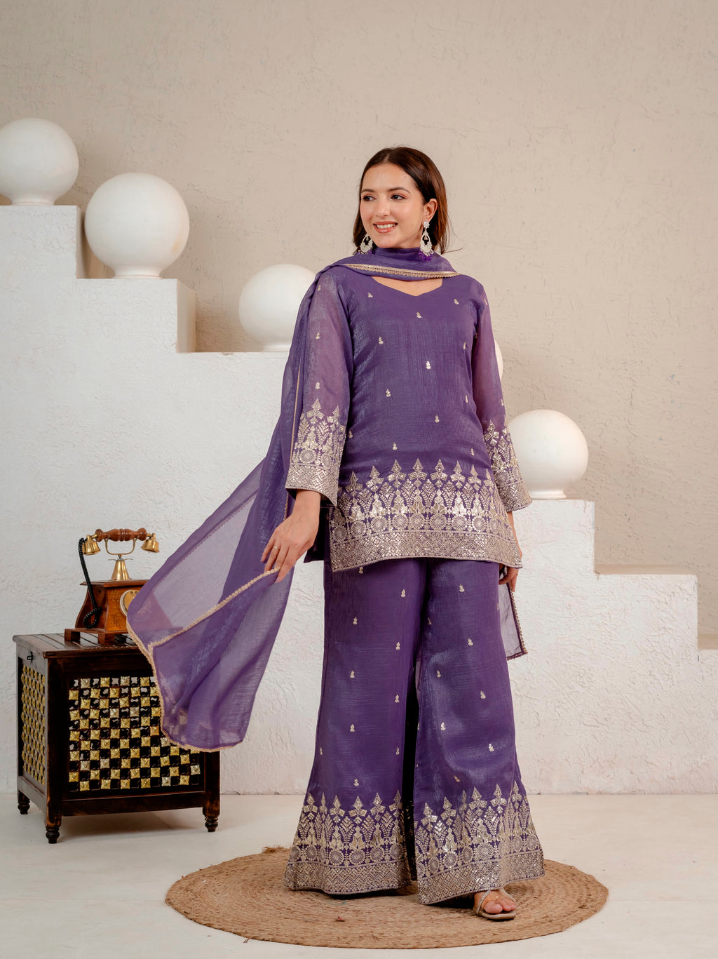 Designer Party Wear Look Top Plazzo