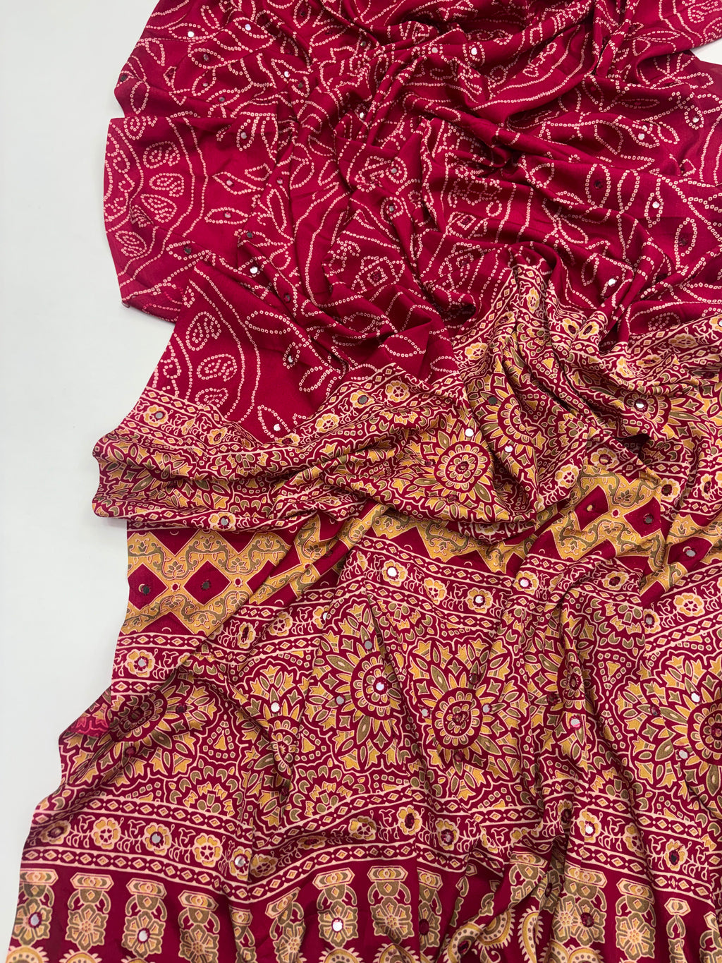 Mirror Work Treding Satin Saree