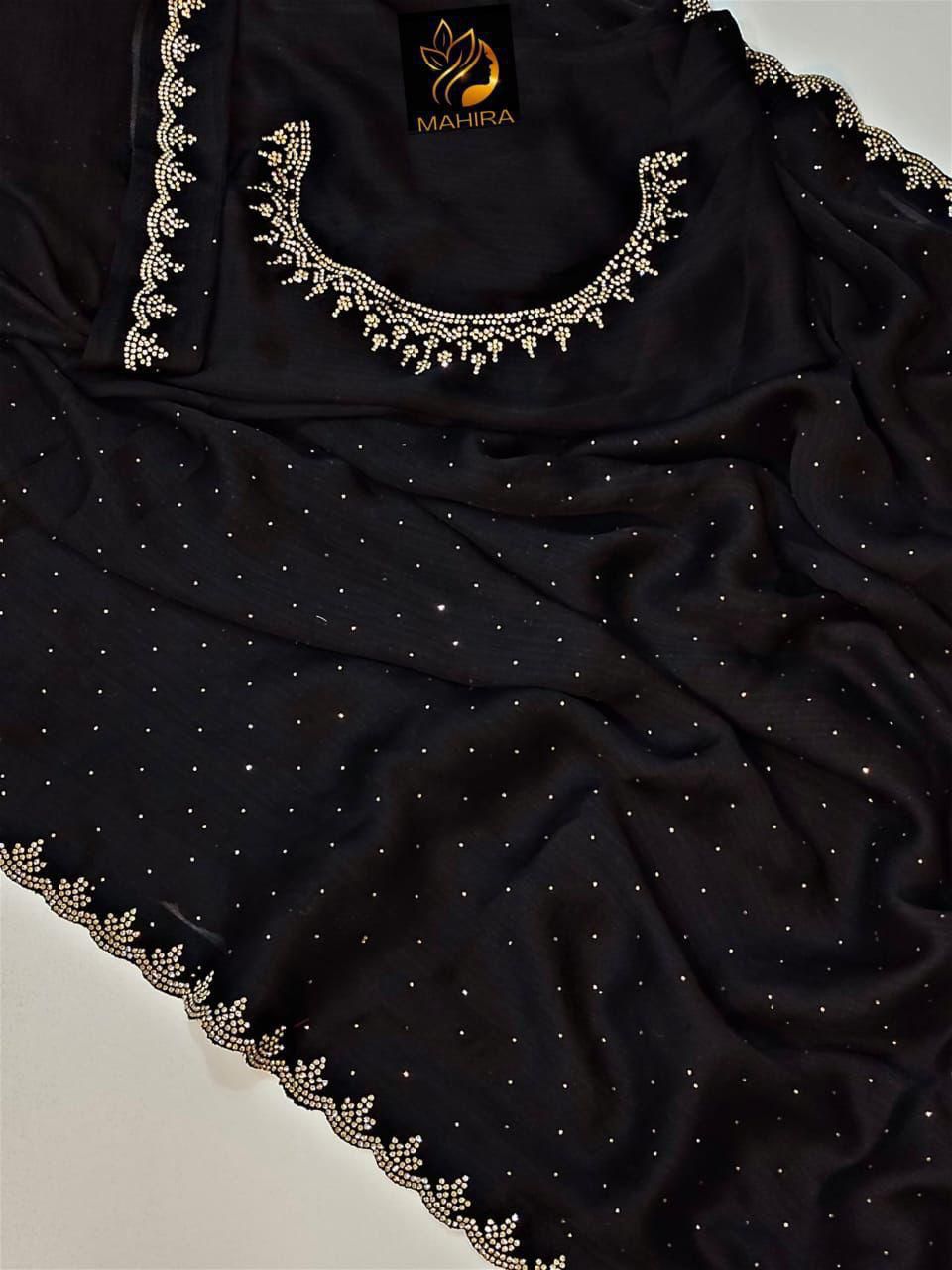 SATIN CHIFFON SAREE❤️