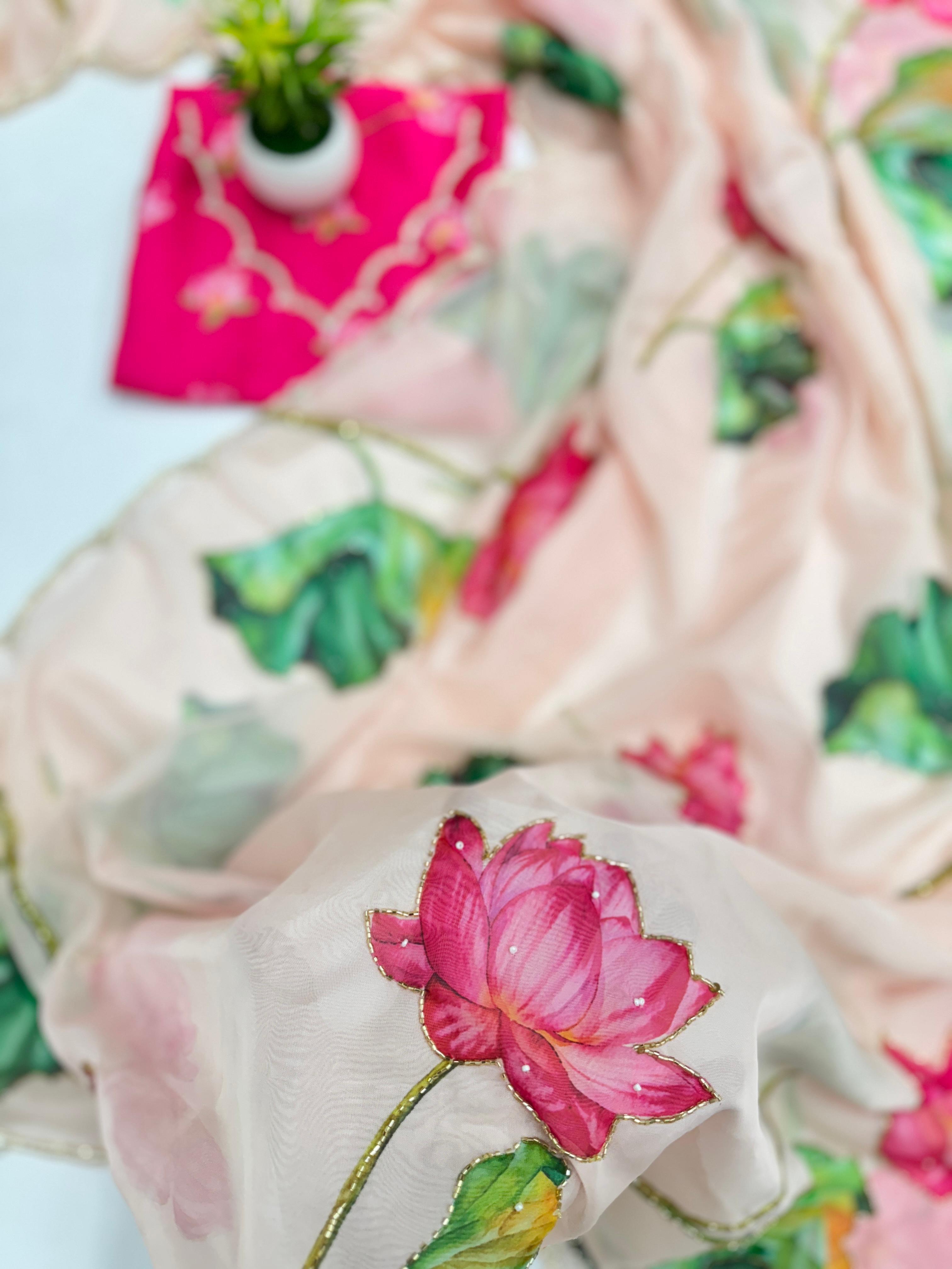 Soft mulmul organza saree