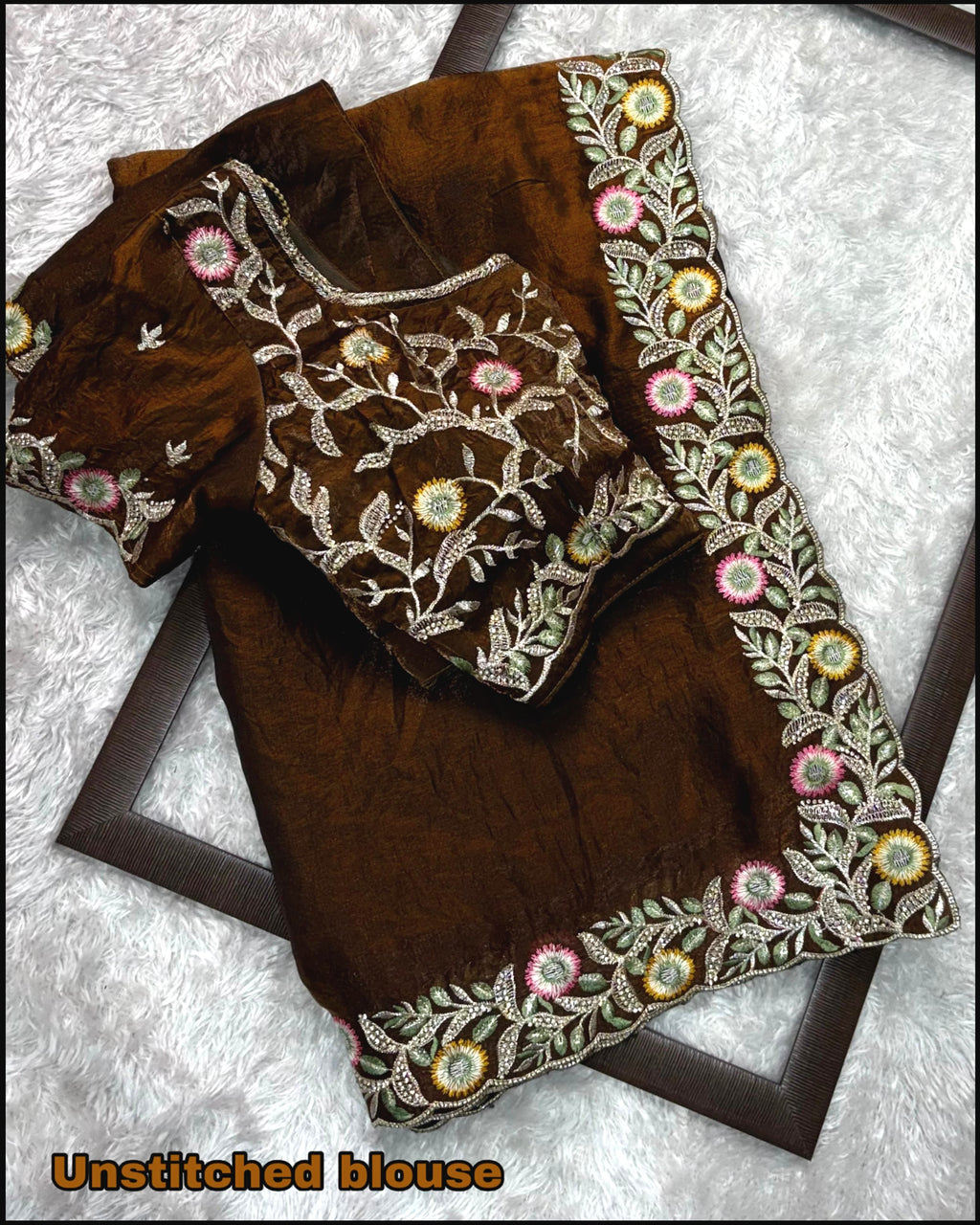 Gold And Silver Fandy Satin Saree