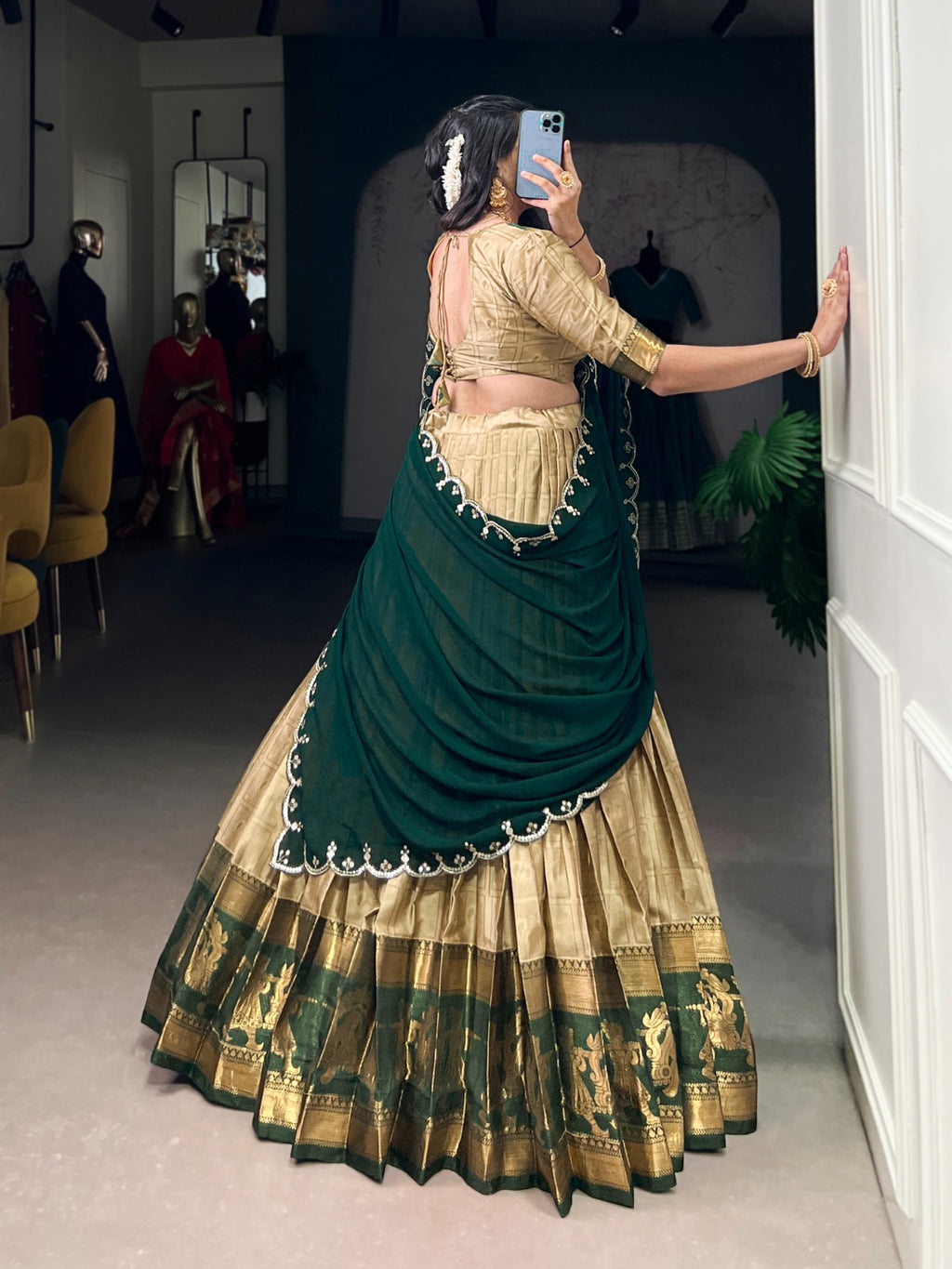 Poly Cotton Lahenga with Multi color