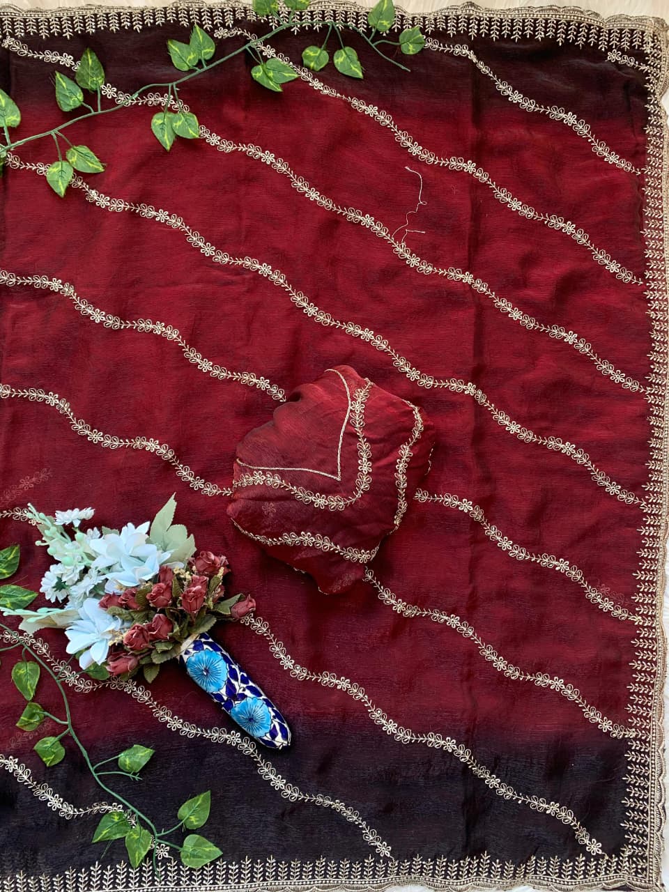 Rich look fendy chiffon pedding saree