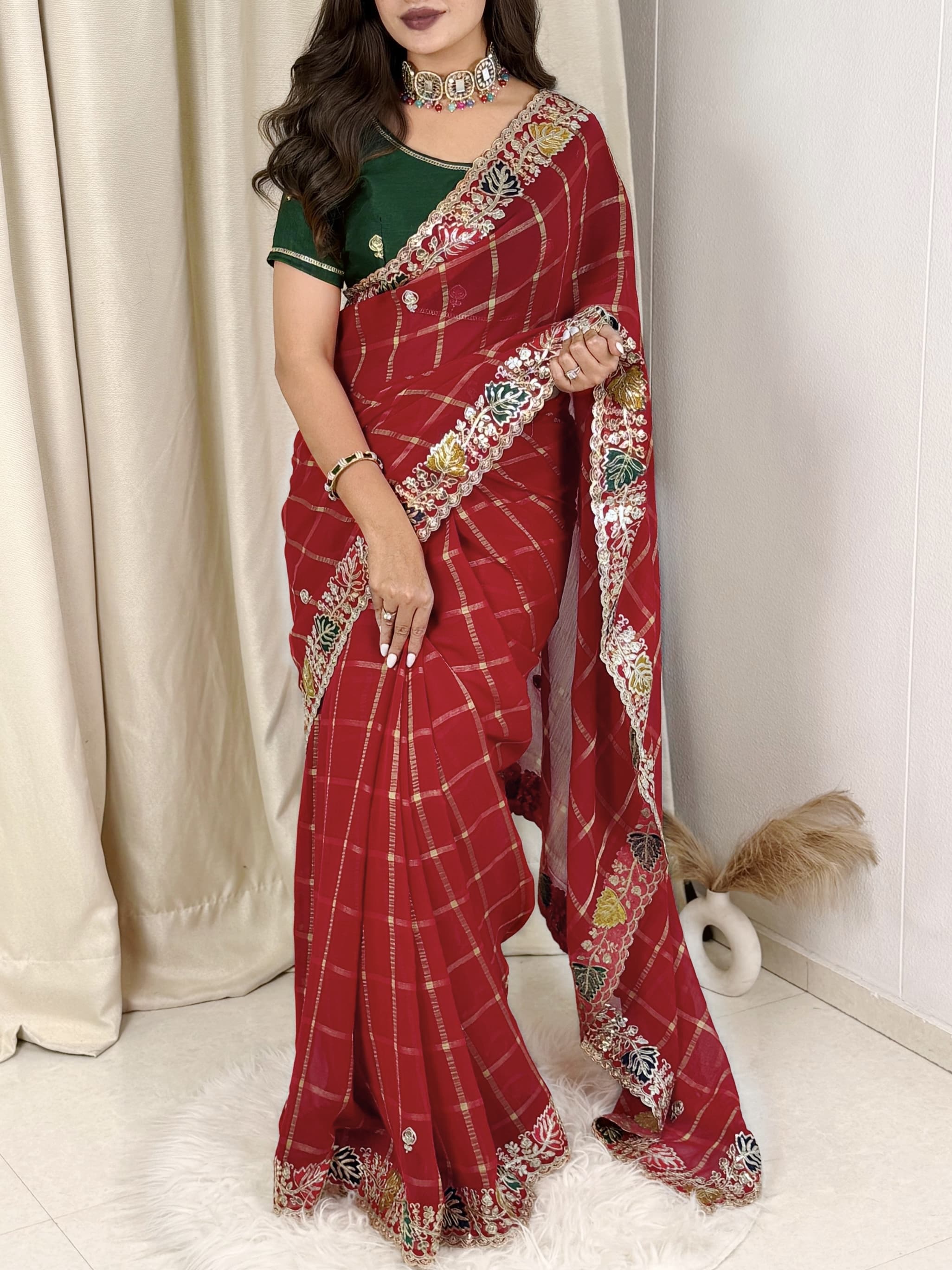 Sakhi Design Pure Chiffon Royalty Saree