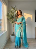 A very soft nd elegant fendy sartin fabric saree