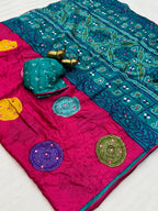 Pure Moss Bandhni Saree