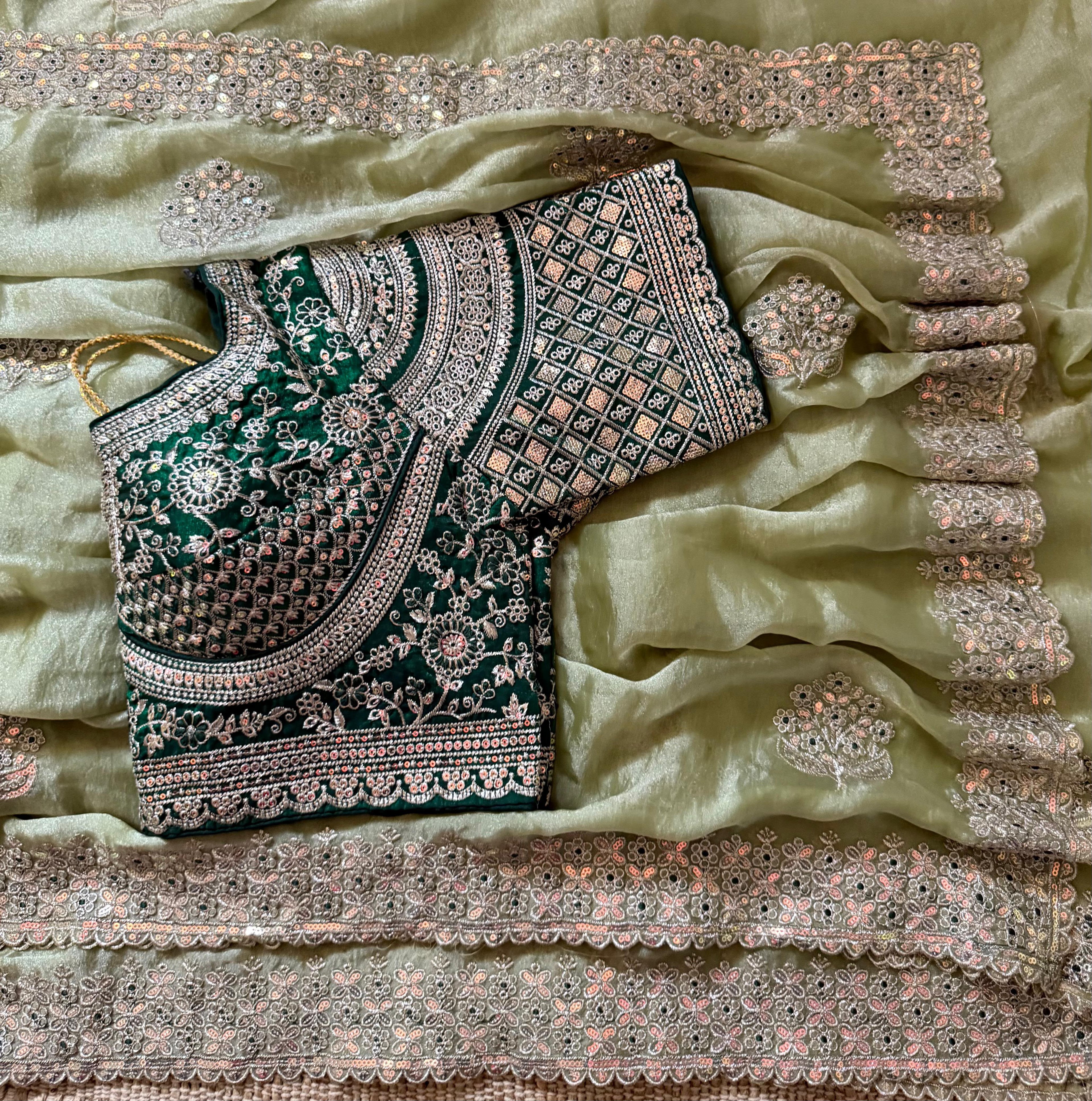 Sabyasachi Inspired Premium Moss Chiffon Saree