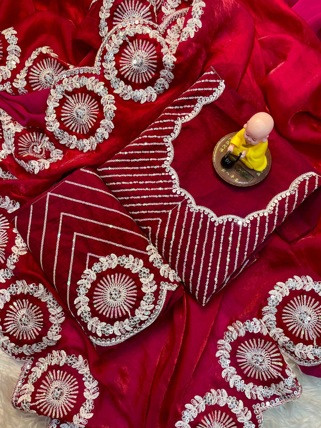 Wedding Premium fandy Satin fabrics Trisha Saree