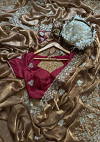 Saree on Burberry Silk Febric with Thred