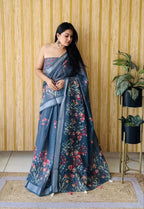 Digital Print Linen Saree