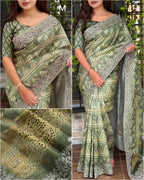 TUSSER SILK DIGITAL PRINT SAREE