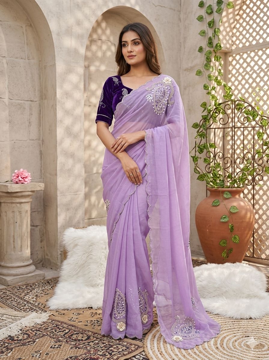 Pure soft nd elegant Shimmer silk saree