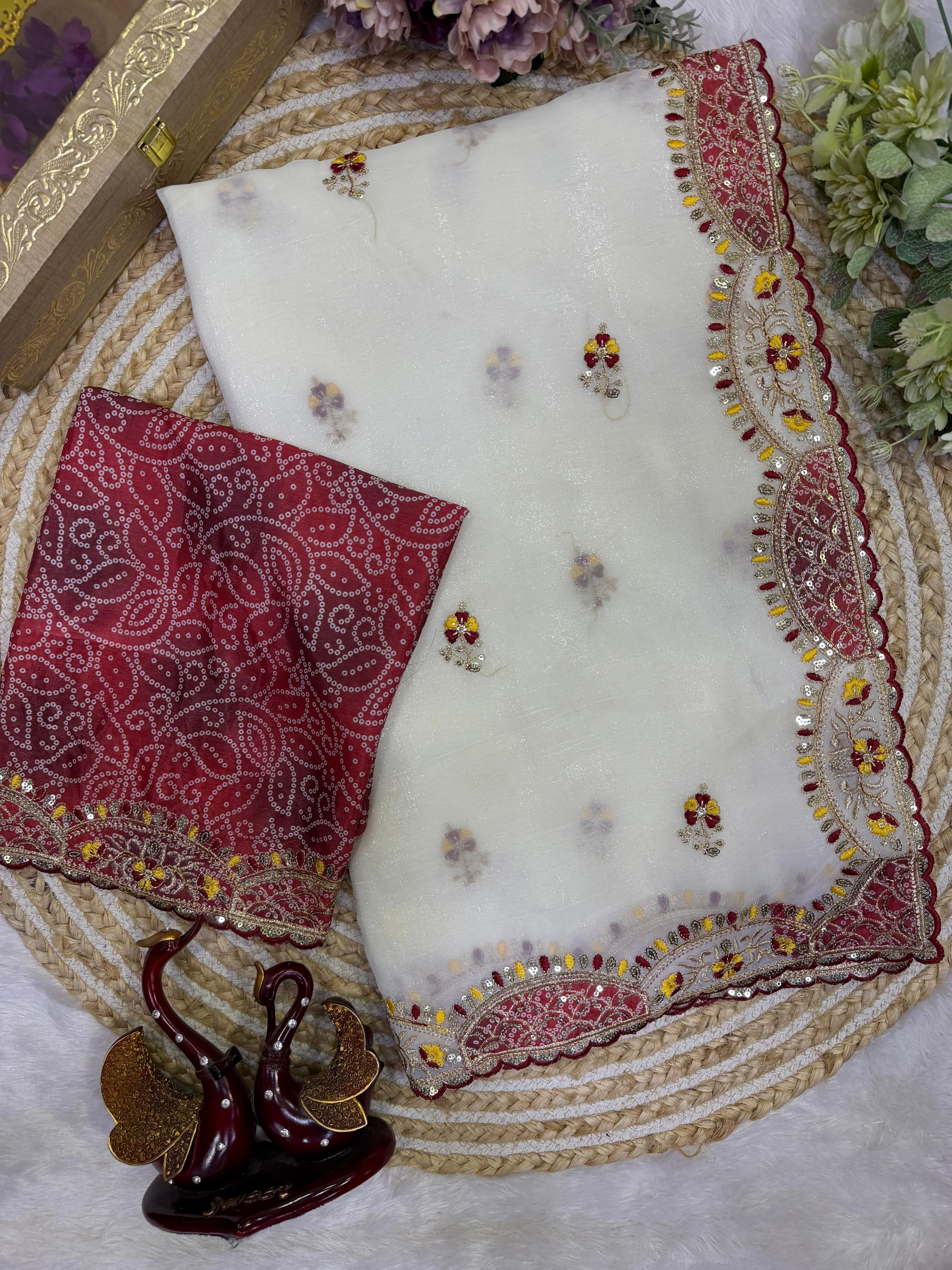 Soft Crunchy Beautiful Aplic work Saree