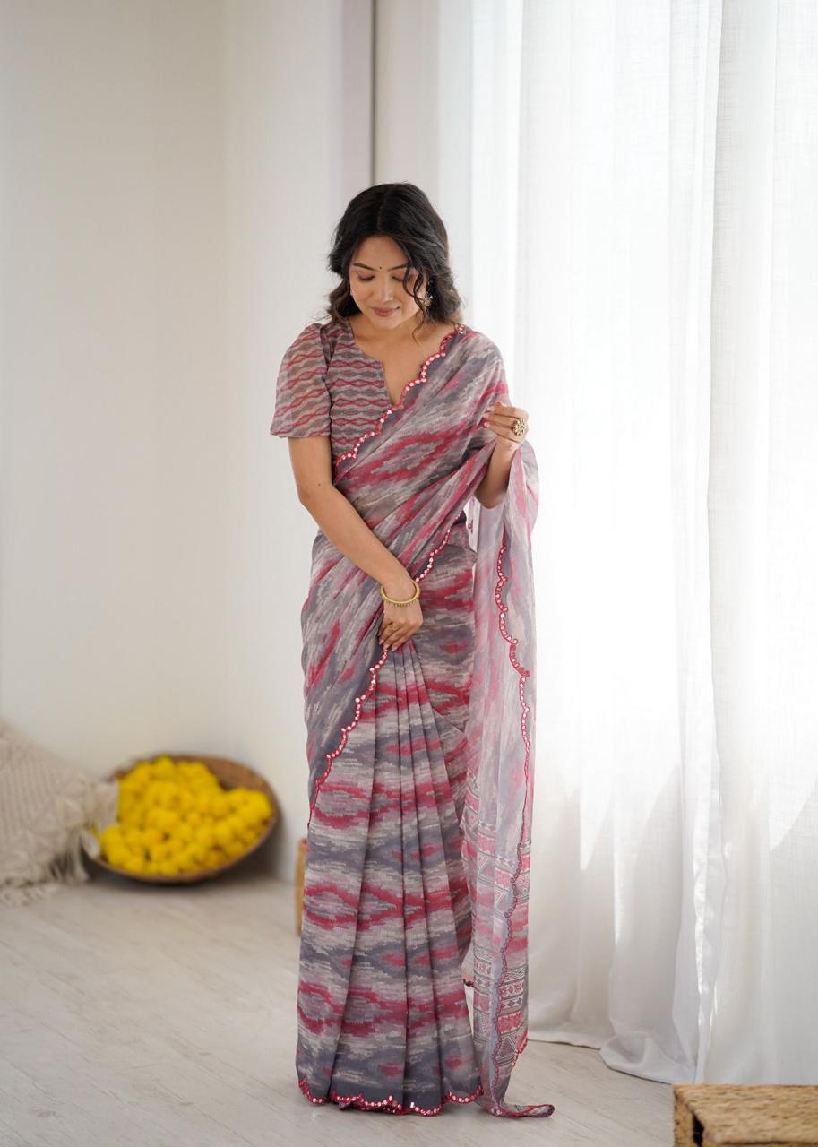 GORGETTE SILK DIGITAL PRINT SAREE