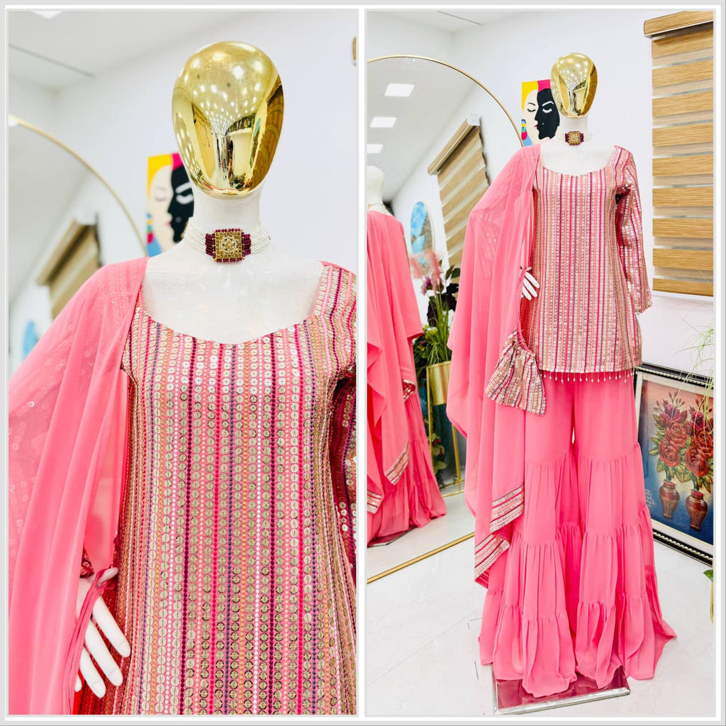 New Designer Party Top Pallazo & Dupatta Set