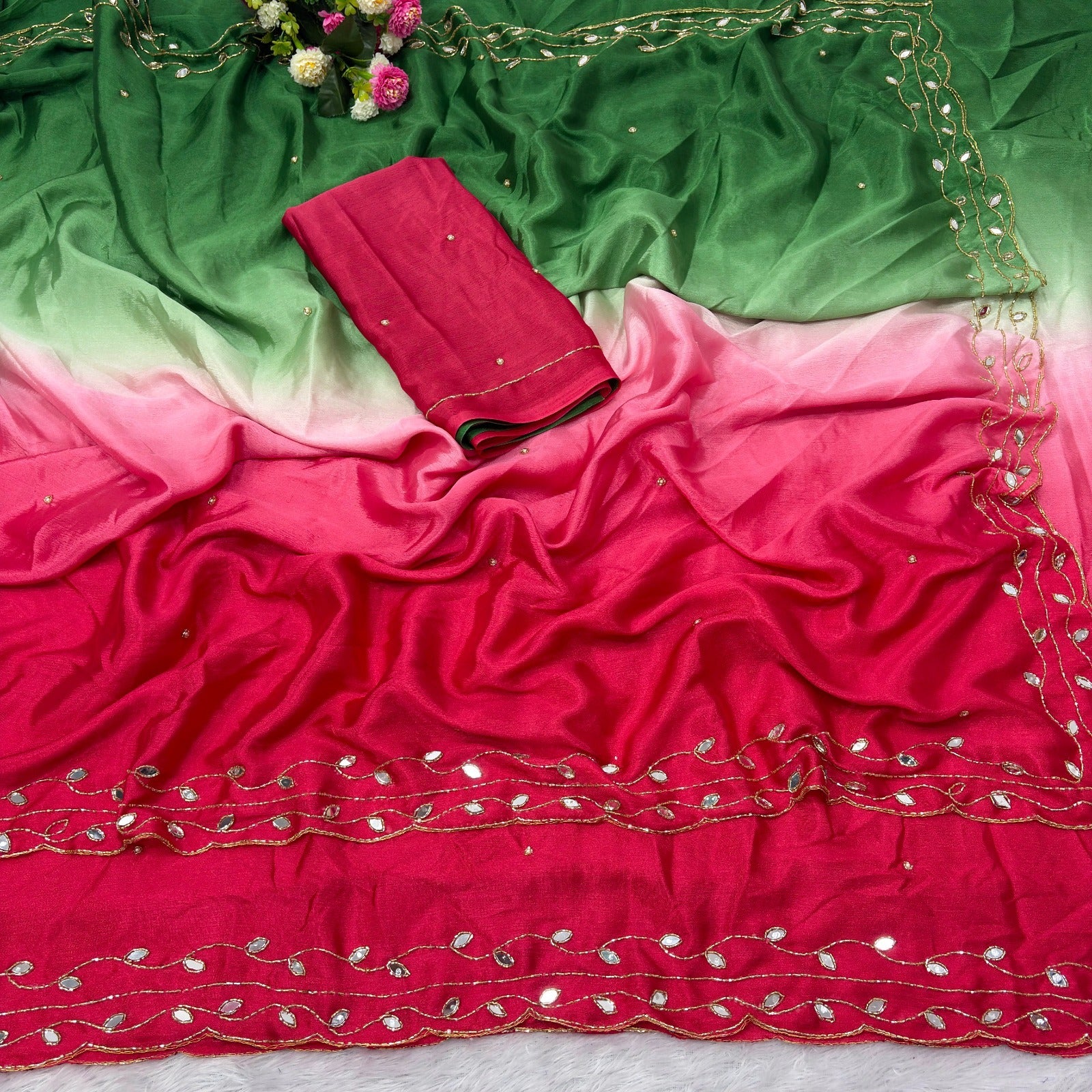 Pure Soft Chinon Peding 2d Saree