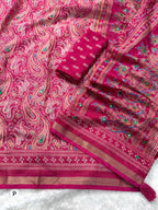 Ajrakh Print Mirror Work Saree