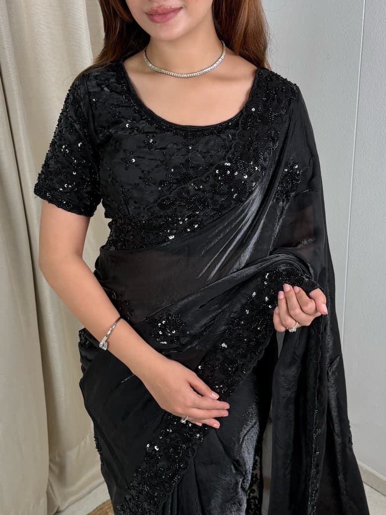 Bollywood Nafiza Fandy Satin Saree