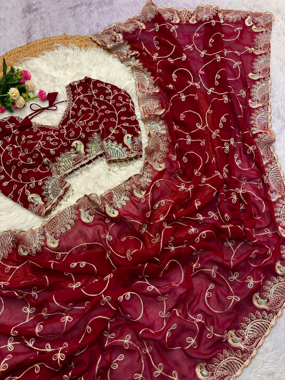 PURE SOFT GEORGETTE FABRIC ON BEAUTIFUL C-PALLU SAREE