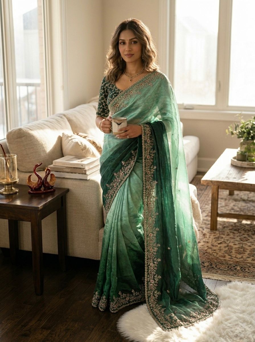 Shaded Color  Soft Frendy Chiffon Saree