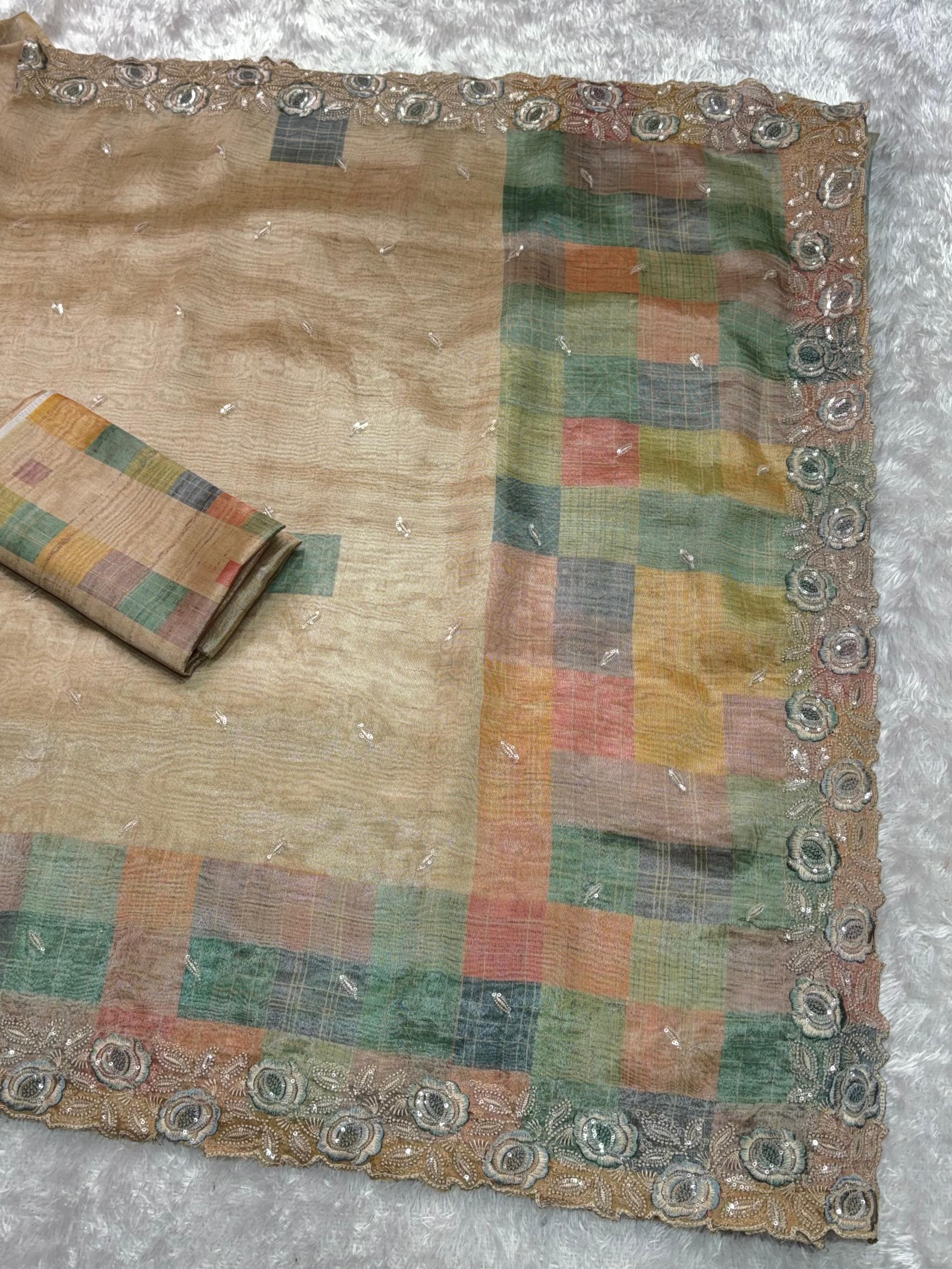 MariGold Glass Organza Saree