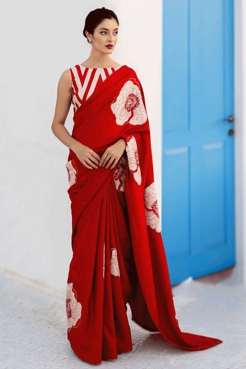 Modal Satin Deginer Flower Printed Saree