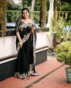 New Fancy Sartin Chiffon Emboridary Saree