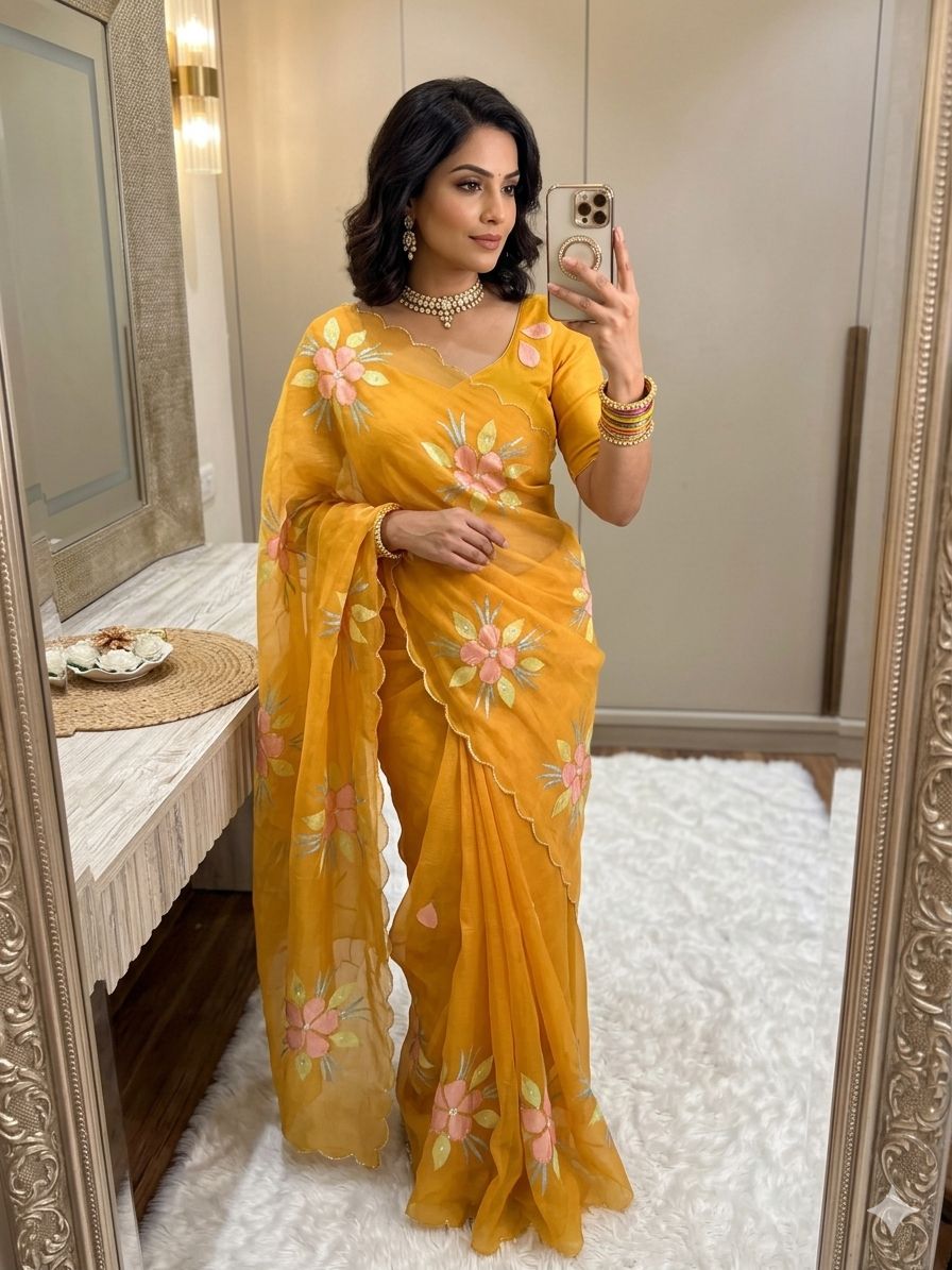 Pure bari chiffon silk saree