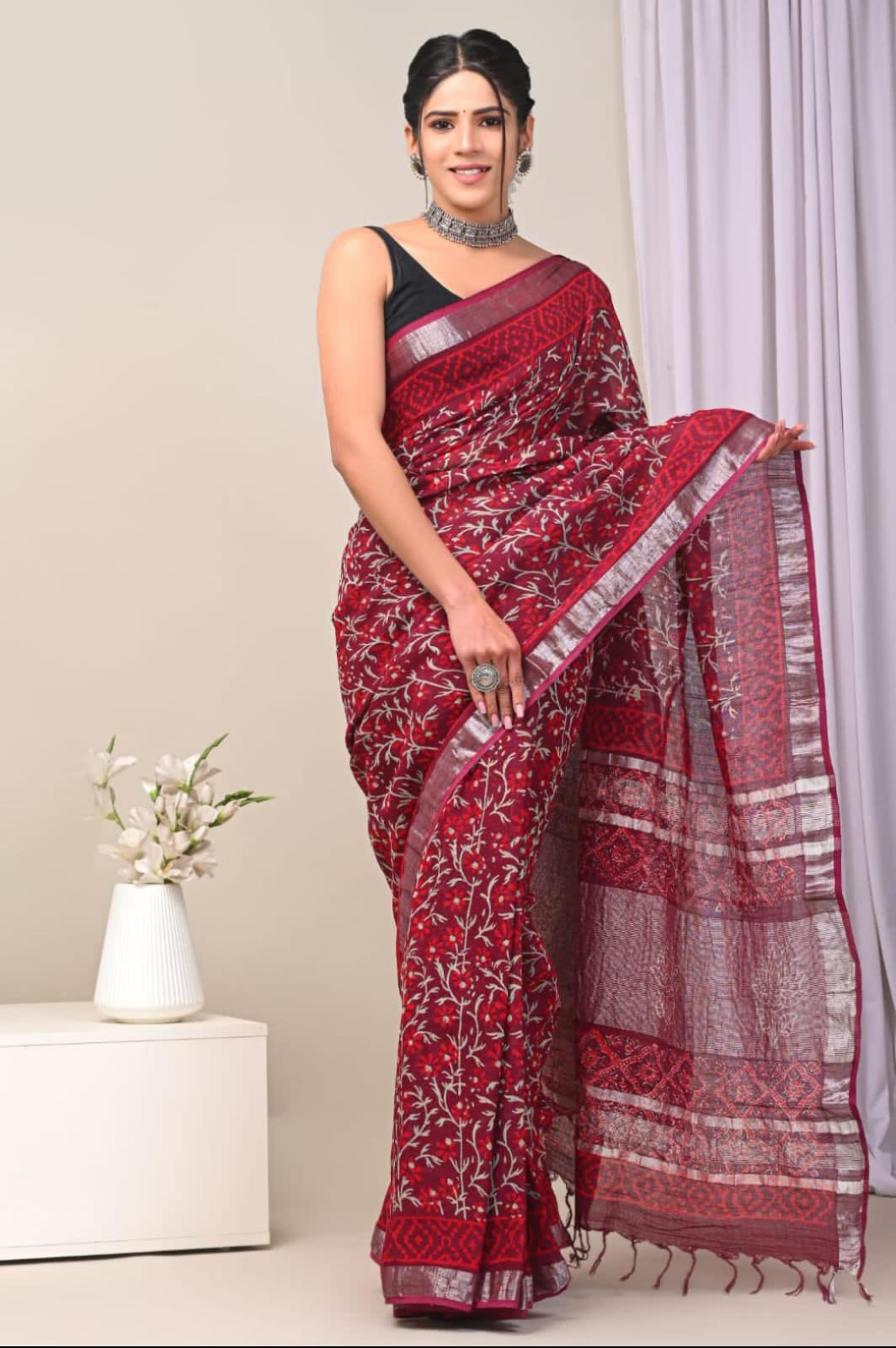 DIGITAL PRINT LINEN SAREE